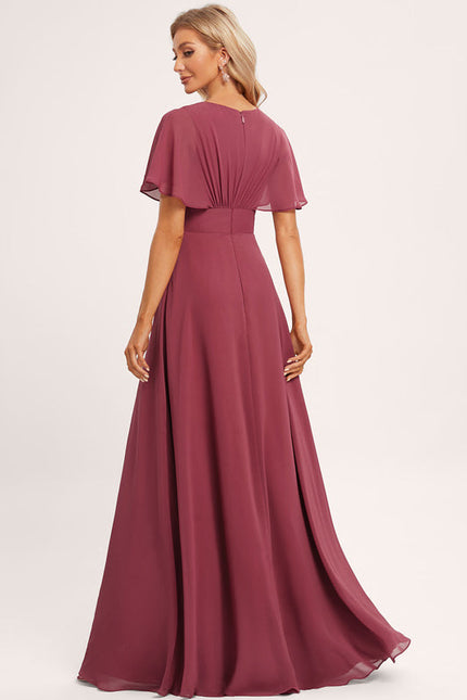 Robe Demoiselle D'Honneur À Volants Rose Pâle - gallery 1