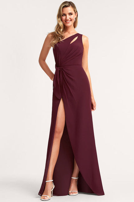 Robe Demoiselle D'Honneur Asymétrique Bordeaux - gallery 2