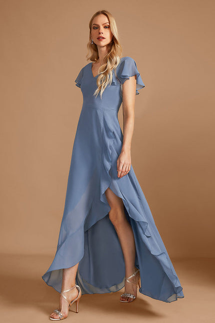 Robe Demoiselle D'Honneur Asymétrique Fluide - gallery 3