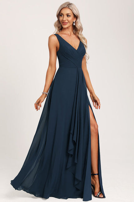 Robe Demoiselle D'Honneur À Volants Rose Pâle - gallery 2