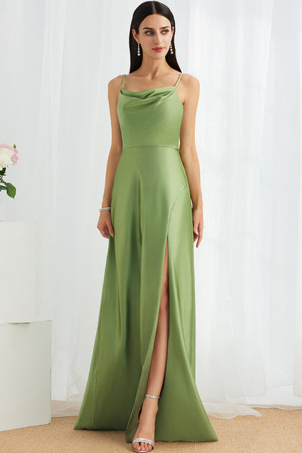 Robe Demoiselle D'Honneur Satin Rose Drapée