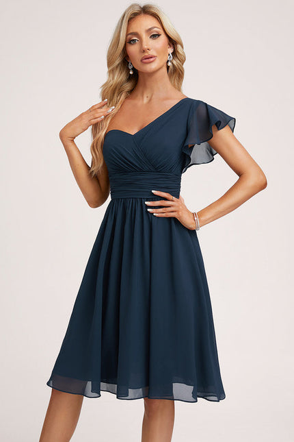 Robe Demoiselle D'Honneur Évasée Marine - gallery 4