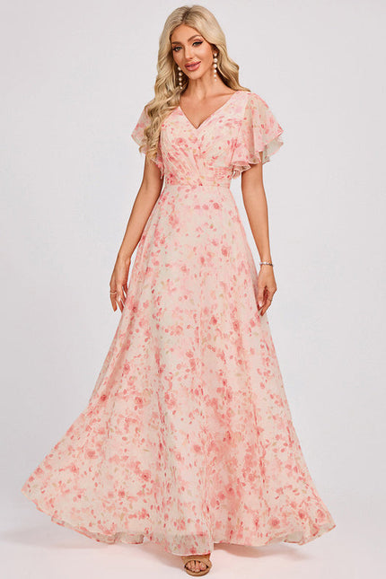 Robe Demoiselle D'Honneur À Volants Rose Pâle - gallery 3