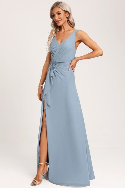 Robe Demoiselle D'Honneur À Volants Rose Pâle - gallery 4