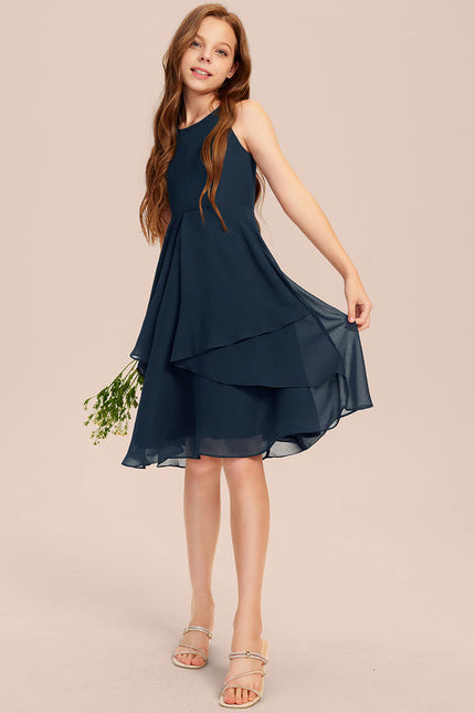 Robe Demoiselle D'Honneur Bleu Nuit Fluide - gallery 4