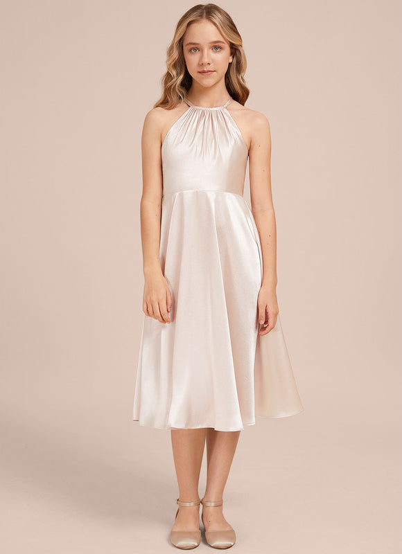 Robe Champagne Satin Demoiselle D'Honneur - gallery 4