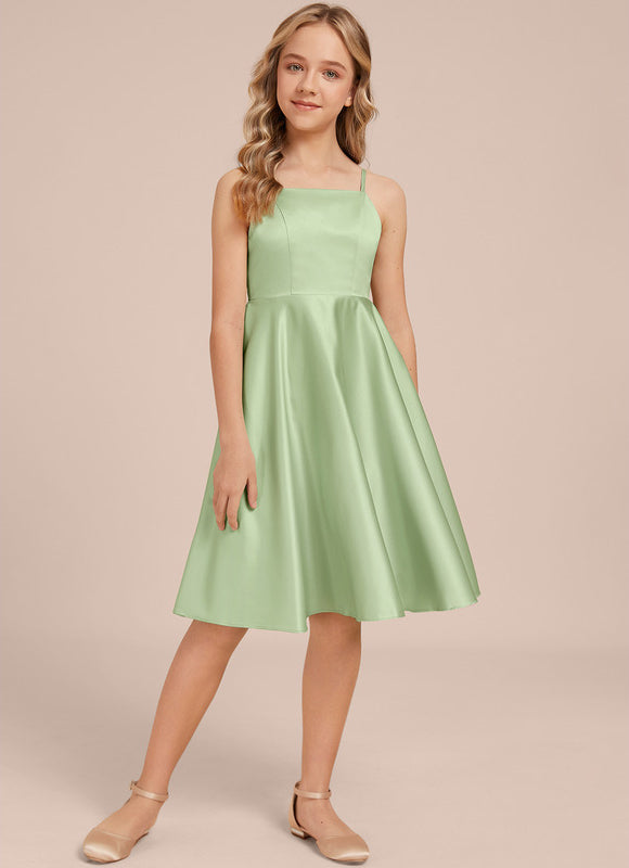 Robe Demoiselle D'Honneur Satin Vert Pastel - gallery 1