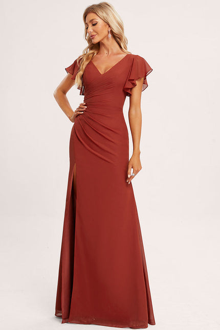 Robe Demoiselle D'Honneur À Volants Rose Pâle - gallery 2