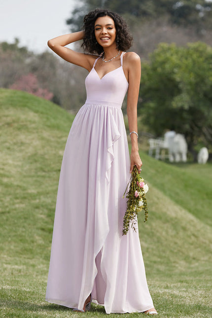 Robe Demoiselle D'Honneur Asymétrique Fluide - gallery 9