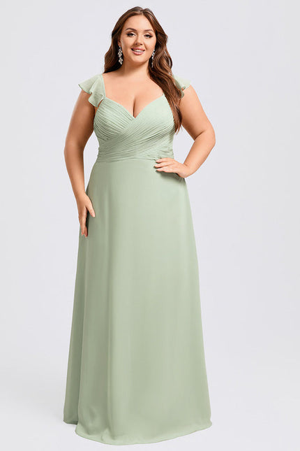 Robe Demoiselle D'Honneur À Volants Rose Pâle - gallery 7