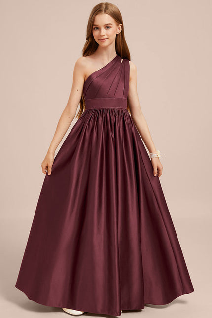 Robe Demoiselle D'Honneur Satinée Asymétrique Junior