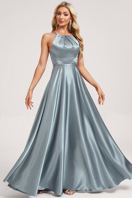 Robe Demoiselle D'Honneur Satin Bleu Nuit - gallery 2