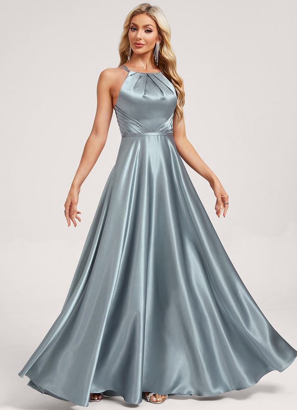 Robe Demoiselle D'Honneur Satin Bleu Nuit - gallery 2