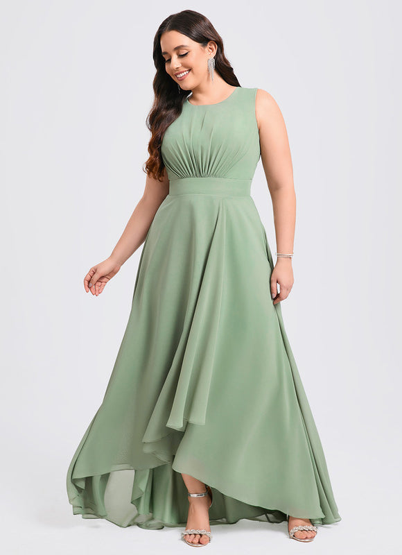 Robe Demoiselle D'Honneur Mousseline Verte - gallery 5