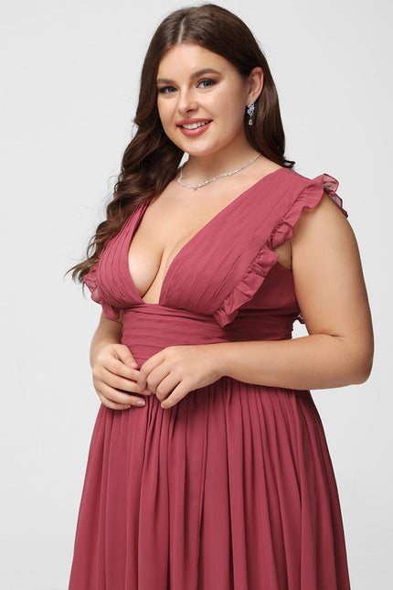 Robe Demoiselle D'Honneur À Volants Rose Pâle - gallery 7