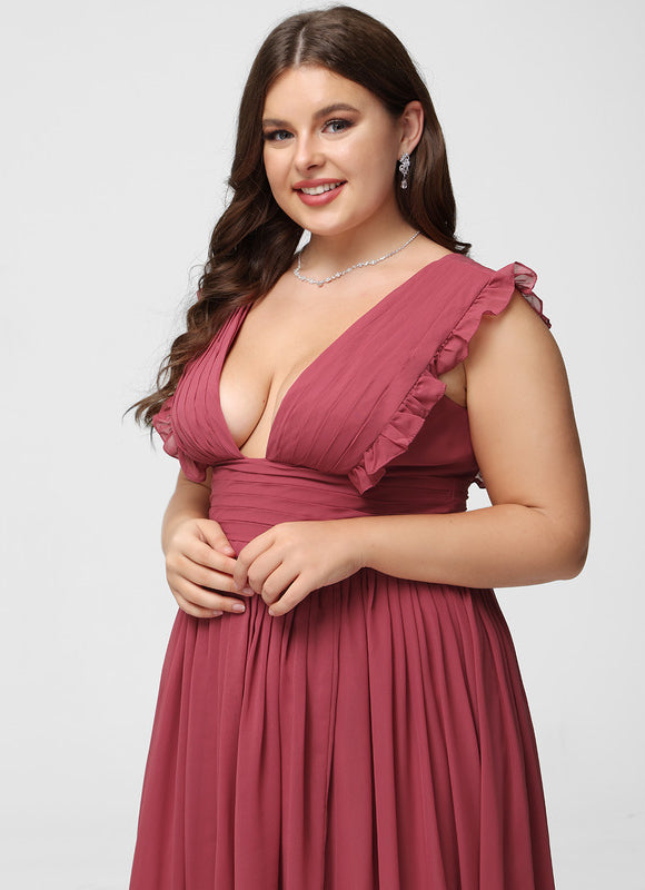 Robe Demoiselle D'Honneur À Volants Rose Pâle - gallery 7