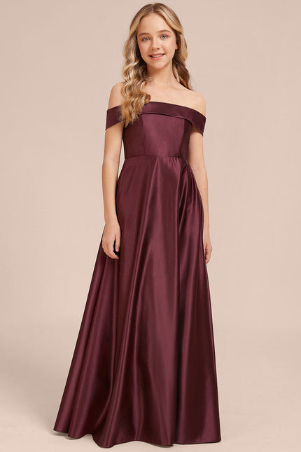 Robe Demoiselle D'Honneur Satin Prune Élégante - gallery 3