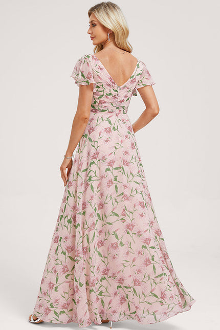 Robe Demoiselle D'Honneur À Volants Rose Pâle - gallery 4