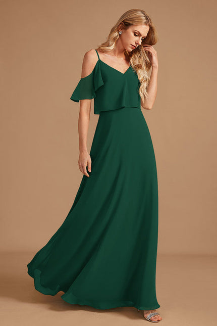 Robe Demoiselle D'Honneur À Volants Rose Pâle