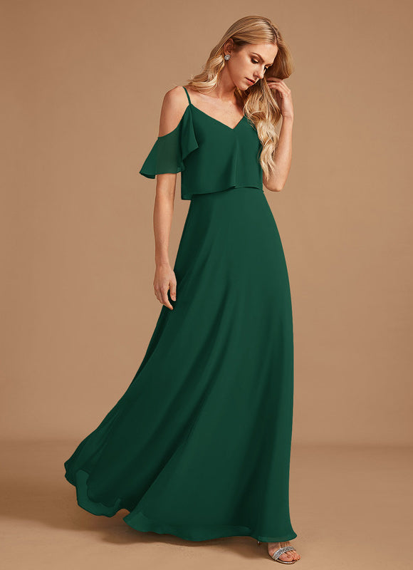 Robe Demoiselle D'Honneur À Volants Rose Pâle