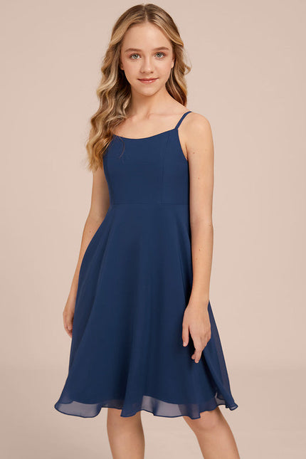 Robe Demoiselle D'Honneur Bleu Nuit Fluide - gallery 2