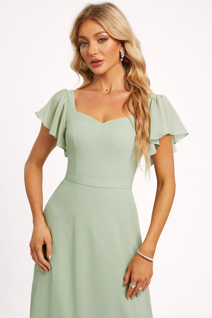 Robe Demoiselle D'Honneur À Volants Rose Pâle - gallery 3