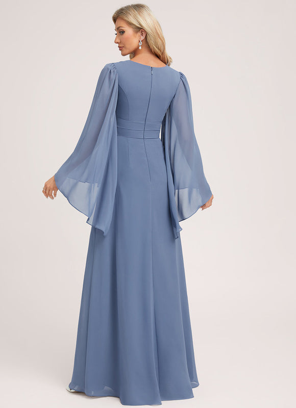 Robe Demoiselle D'Honneur Mousseline Beige - gallery 1