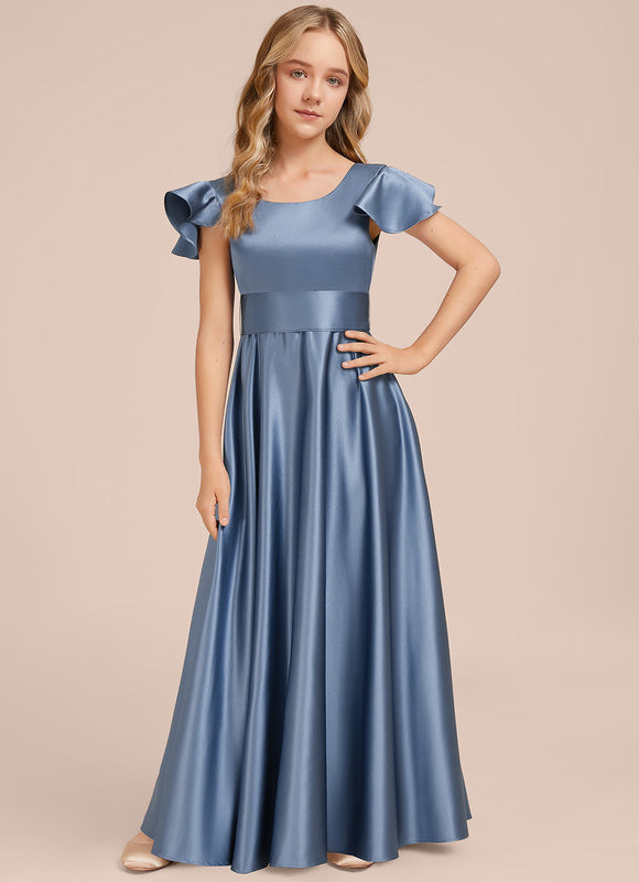 Robe Demoiselle D'Honneur Satinée Ciel - gallery 4