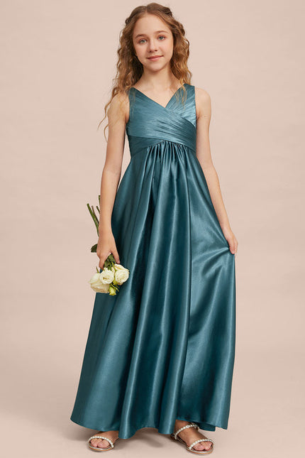 Robe Demoiselle D'Honneur Satin Émeraude Chic - gallery 2