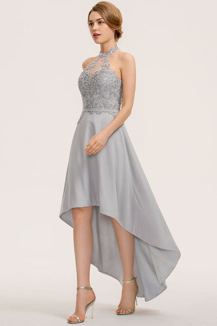 Robe Demoiselle D'Honneur Gris Élégant Flottant - gallery 2