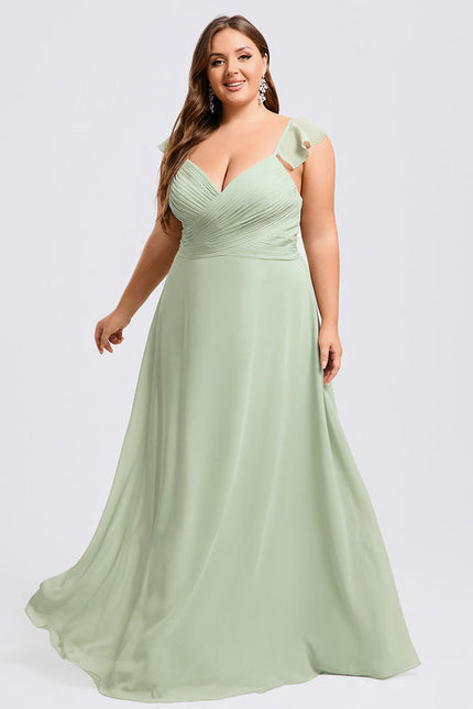 Robe Demoiselle D'Honneur À Volants Rose Pâle - gallery 8