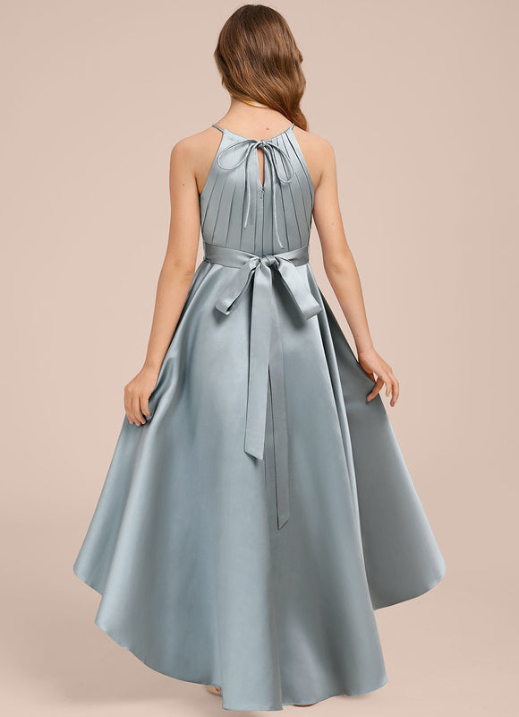 Robe Demoiselle D'Honneur Satin Fluide Asymétrique - gallery 1