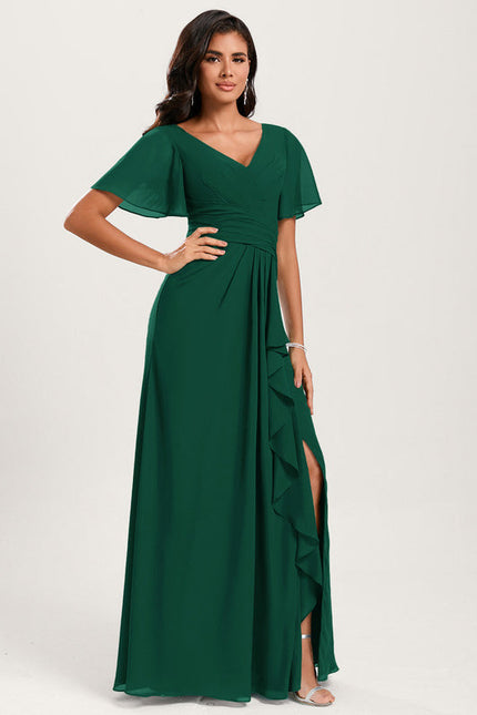 Robe Demoiselle D'Honneur À Volants Rose Pâle - gallery 1