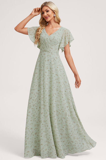 Robe Demoiselle D'Honneur À Volants Rose Pâle - gallery 2