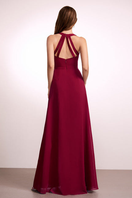 Robe Demoiselle D'Honneur Mousseline Beige - gallery 4