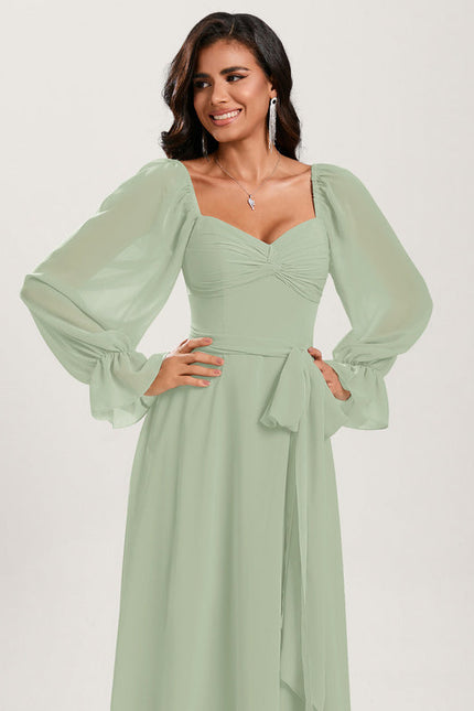 Robe Demoiselle D'Honneur Fluide Vert Doux - gallery 3