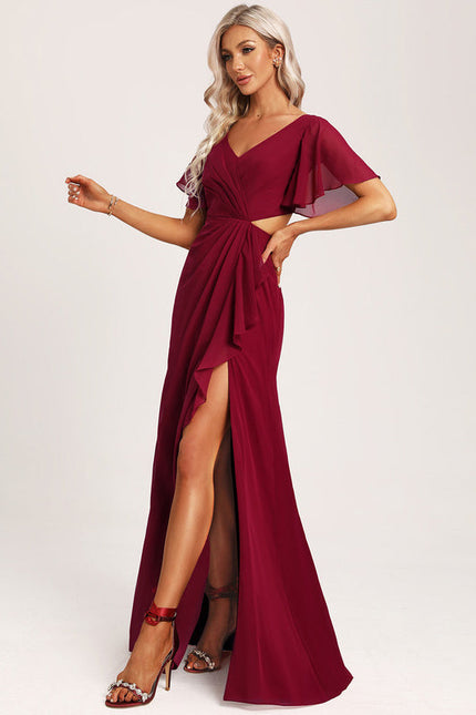 Robe Demoiselle D'Honneur À Volants Rose Pâle - gallery 2