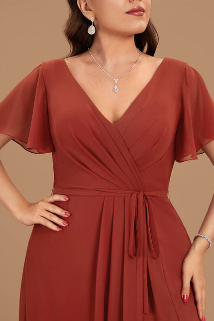 Robe Demoiselle D'Honneur Mousseline Beige - gallery 9