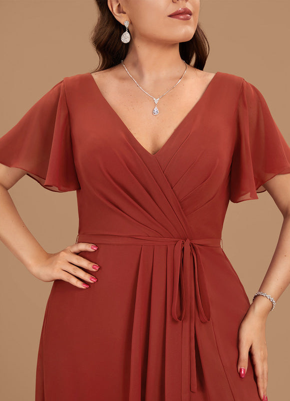 Robe Demoiselle D'Honneur Mousseline Beige - gallery 9