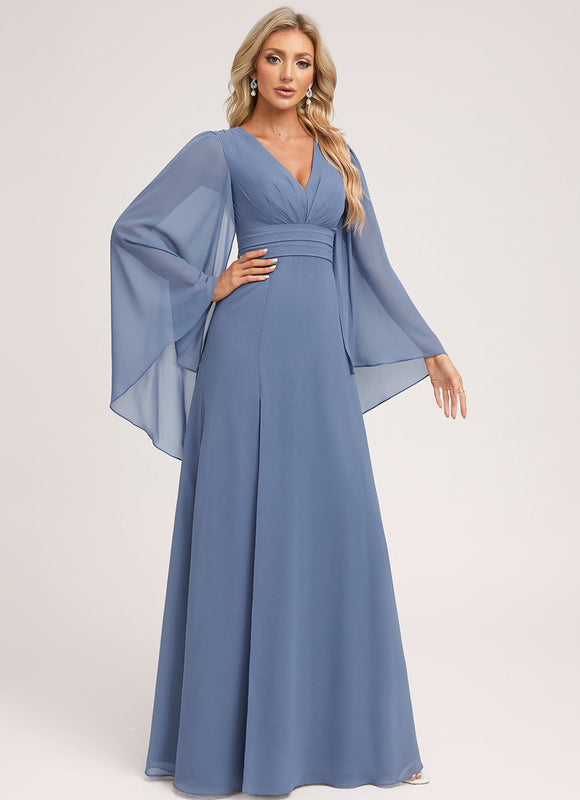 Robe Demoiselle D'Honneur Mousseline Beige - gallery 3