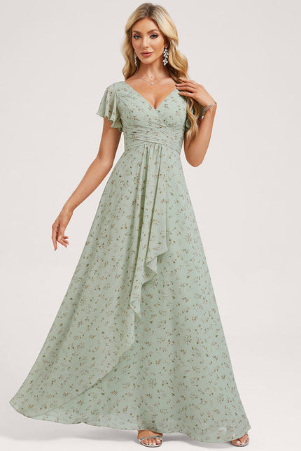 Robe Demoiselle D'Honneur À Volants Rose Pâle - gallery 1