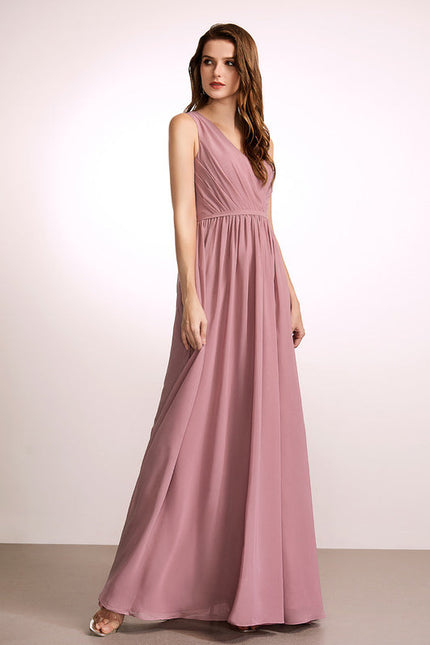 Robe Demoiselle D'Honneur Fluide Rose Pâle - gallery 3