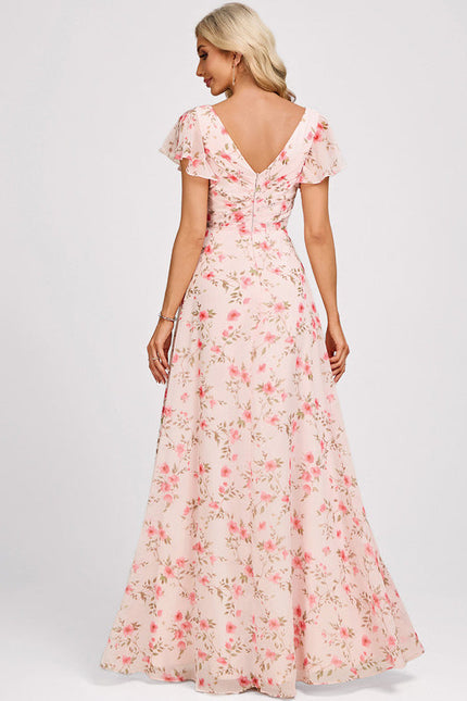 Robe Demoiselle D'Honneur À Volants Rose Pâle - gallery 5