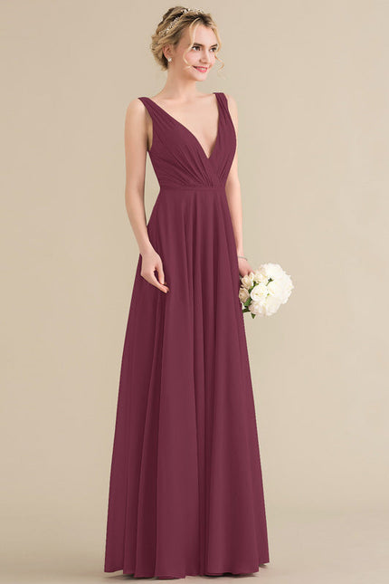 Robe Demoiselle D'Honneur Élégante Bordeaux - gallery 2