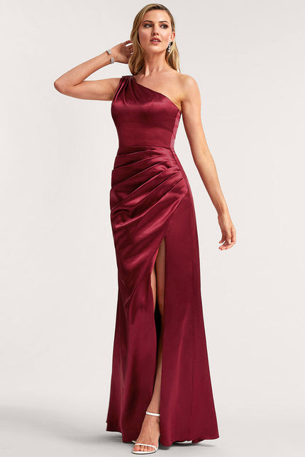 Robe Demoiselle D'Honneur Satin Bordeaux Chic - gallery 1