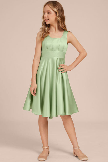 Robe Demoiselle D'Honneur Satin Vert Pastel - gallery 4