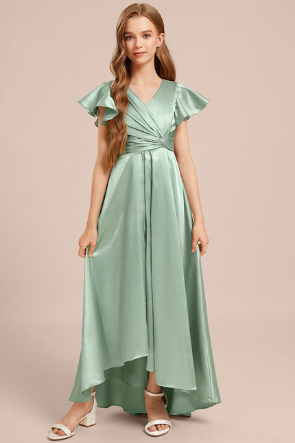 Robe Demoiselle D'Honneur Satin Ciel Ajustée - gallery 1