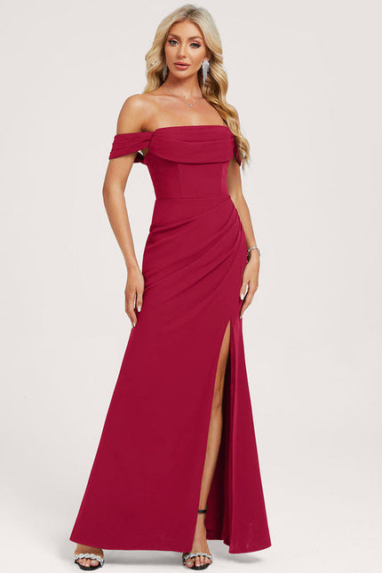 Robe Demoiselle D'Honneur Bordeaux Élégante - gallery 1