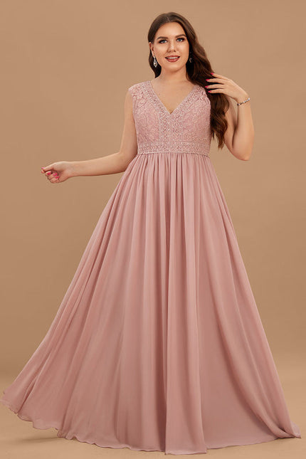 Robe Demoiselle D'Honneur Fluide Rose Pâle - gallery 6