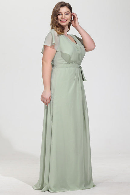 Robe Demoiselle D'Honneur À Volants Rose Pâle - gallery 9